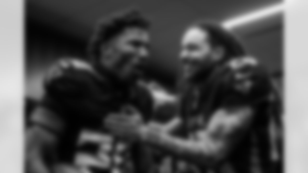 Atlanta Falcons cornerback Dee Alford #20 in the locker room after the Week 18 Game against the New Orleans Saints at Mercedes-Benz Stadium in Atlanta, Georgia on Sunday, January 4, 2026. (Photo by Jay Bendlin/Atlanta Falcons)