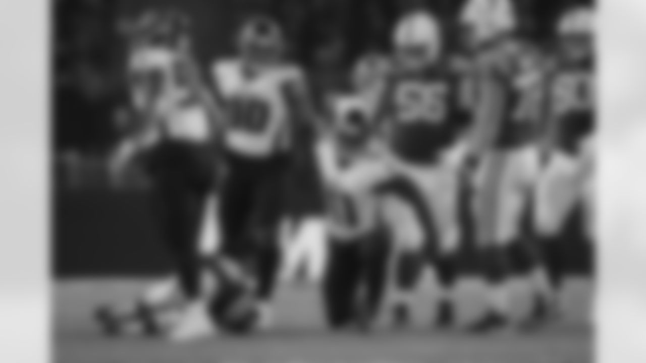 Atlanta Falcons edge rusher Jalon Walker #11 reacts after a sack during the third quarter of the Week 10 Game against the Indianapolis Colts at Olympic Stadium in Berlin, Germany on Sunday, November 9, 2025. (Photo by Taylor McLaughlin/Atlanta Falcons)