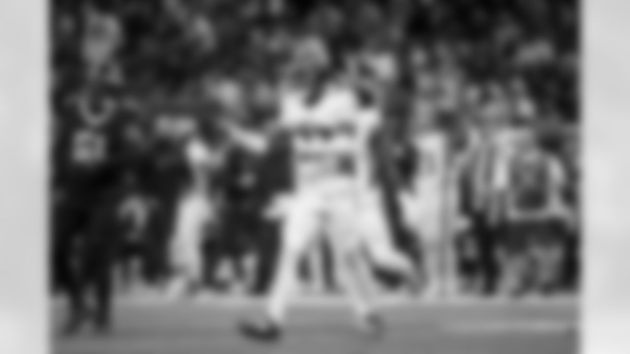 Atlanta Falcons edge rusher James Pearce Jr. #27 reacts during the Week 12 Game against the New Orleans Saints at Caesars Superdome in New Orleans, Louisiana on Sunday, November 23, 2025. (Photo by Jay Bendlin/Atlanta Falcons)