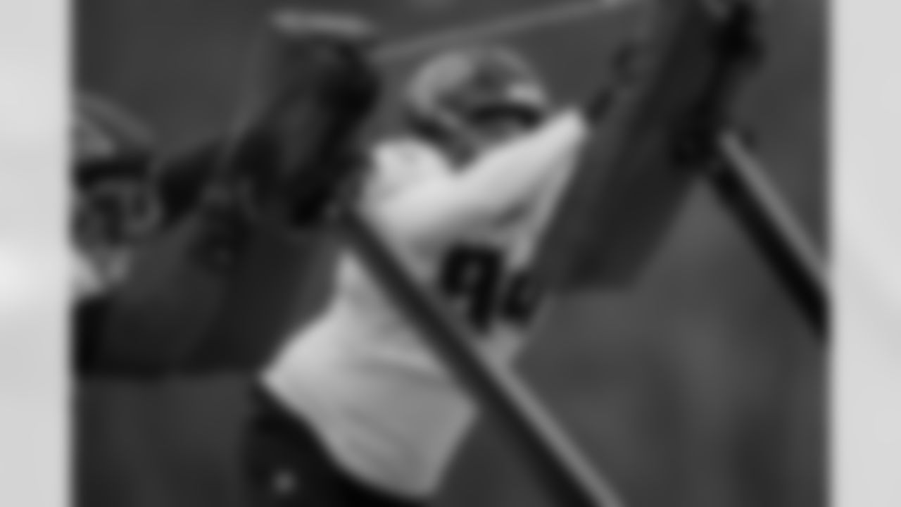 Atlanta Falcons defensive lineman LaCale London #94 during practice at Atlanta Falcons Training Facility in Flowery Branch, Georgia, on Thursday, December 4, 2025. (Photo by Taylor McLaughlin/Atlanta Falcons)