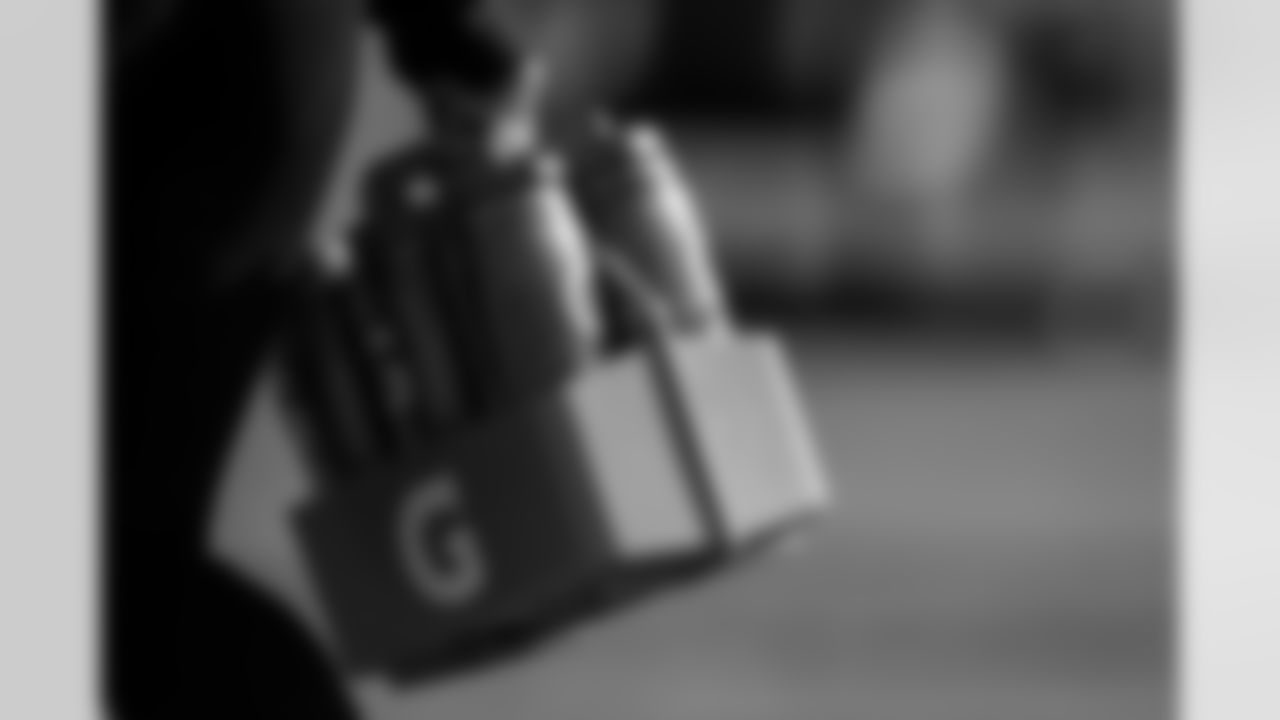 Gatorade water bottles during practice at Atlanta Falcons Training Facility in Flowery Branch, Georgia, on Wednesday, November 26, 2025. (Photo by Taylor McLaughlin/Atlanta Falcons)