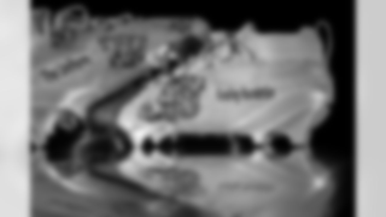 Photos of Atlanta Falcons safety Xavier Watts #31's cleats for My Cause My Cleats at the Atlanta Falcons Training Facility in Flowery Branch, Ga. on Thursday, November 20, 2025. (Photo by Taylor McLaughlin/Atlanta Falcons)