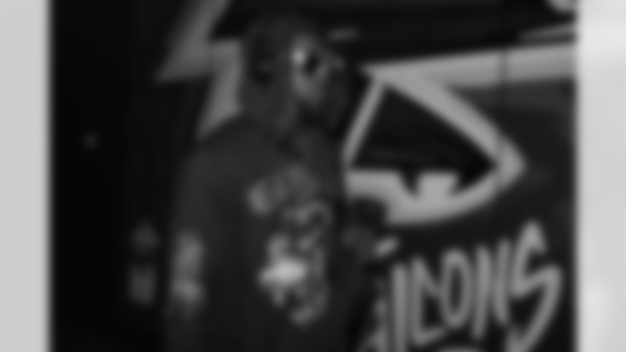 Atlanta Falcons linebacker Ronnie Harrison #36 arrives prior to the Week 10 Game against the Indianapolis Colts at Olympic Stadium in Berlin, Germany on Sunday, November 9, 2025. (Photo by Taylor McLaughlin/Atlanta Falcons)