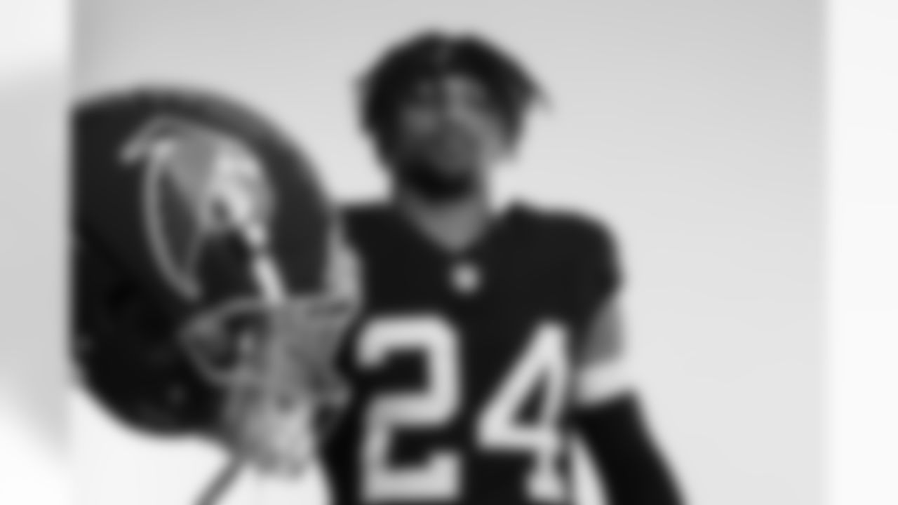 Atlanta Falcons cornerback A.J. Terrell #24 poses for a photo during Throwback Creative Days at the Atlanta Falcons Training Facility in Flowery Branch, Ga. on Wednesday, May 7, 2025. (Photo by Jay Bendlin/Atlanta Falcons)