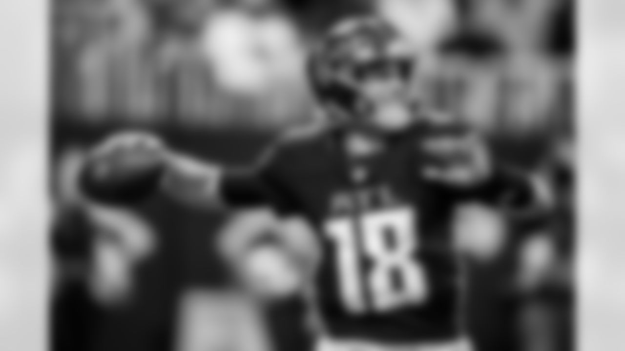 Atlanta Falcons quarterback Kirk Cousins #18 throws the ball during the Week 11 Game against the Carolina Panthers at Mercedes-Benz Stadium in Atlanta, Georgia on Sunday, November 16, 2025. (Photo by Kevin Liles/Atlanta Falcons)