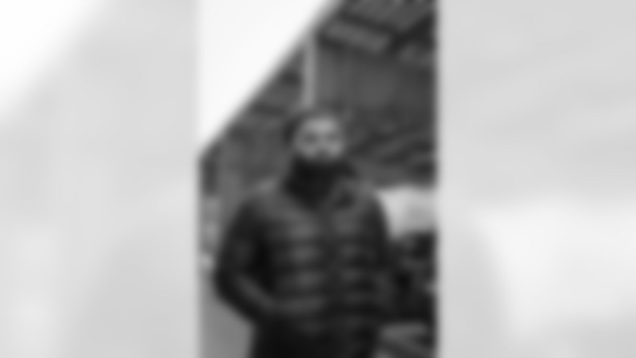 Atlanta Falcons defensive lineman LaCale London #94arrives before the Week 14 Game against the Seattle Seahawks at Mercedes-Benz Stadium in Atlanta, Georgia on Sunday, December 7, 2025. (Photo by Taylor McLaughlin/Atlanta Falcons)