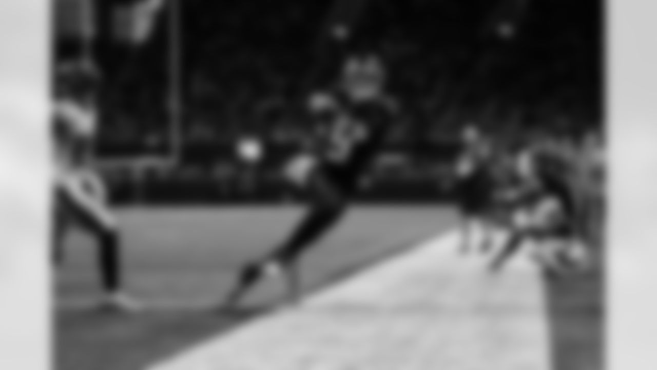 Atlanta Falcons quarterback Desmond Ridder #9 rushes for a touchdown during the fourth quarter of the Week 14 Game against the Tampa Bay Buccaneers at Mercedes-Benz Stadium in Atlanta, Georgia on Sunday, December 10, 2023. (Photo by Jay Bendlin/Atlanta Falcons)