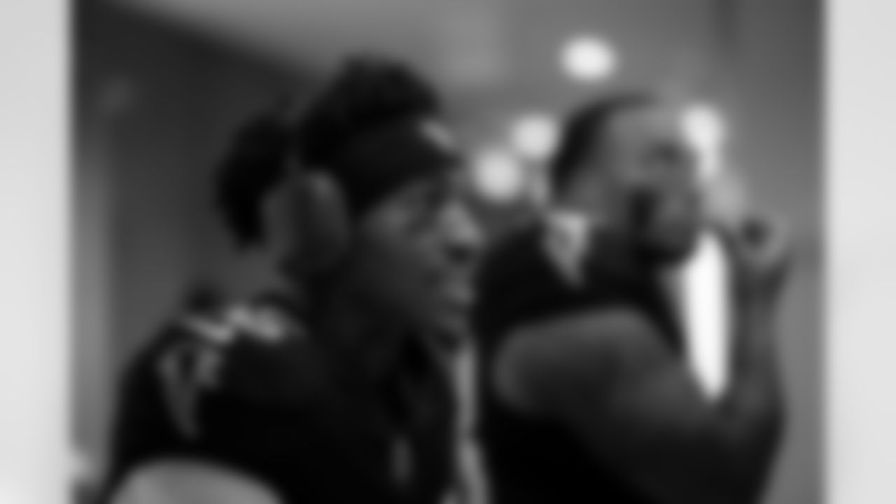 Atlanta Falcons cornerback Natrone Brooks #35 prepares in the locker room before the Week 17 Game against the Los Angeles Rams at Mercedes-Benz Stadium in Atlanta, Georgia on Monday, December 29, 2025. (Photo by Jay Bendlin/Atlanta Falcons)