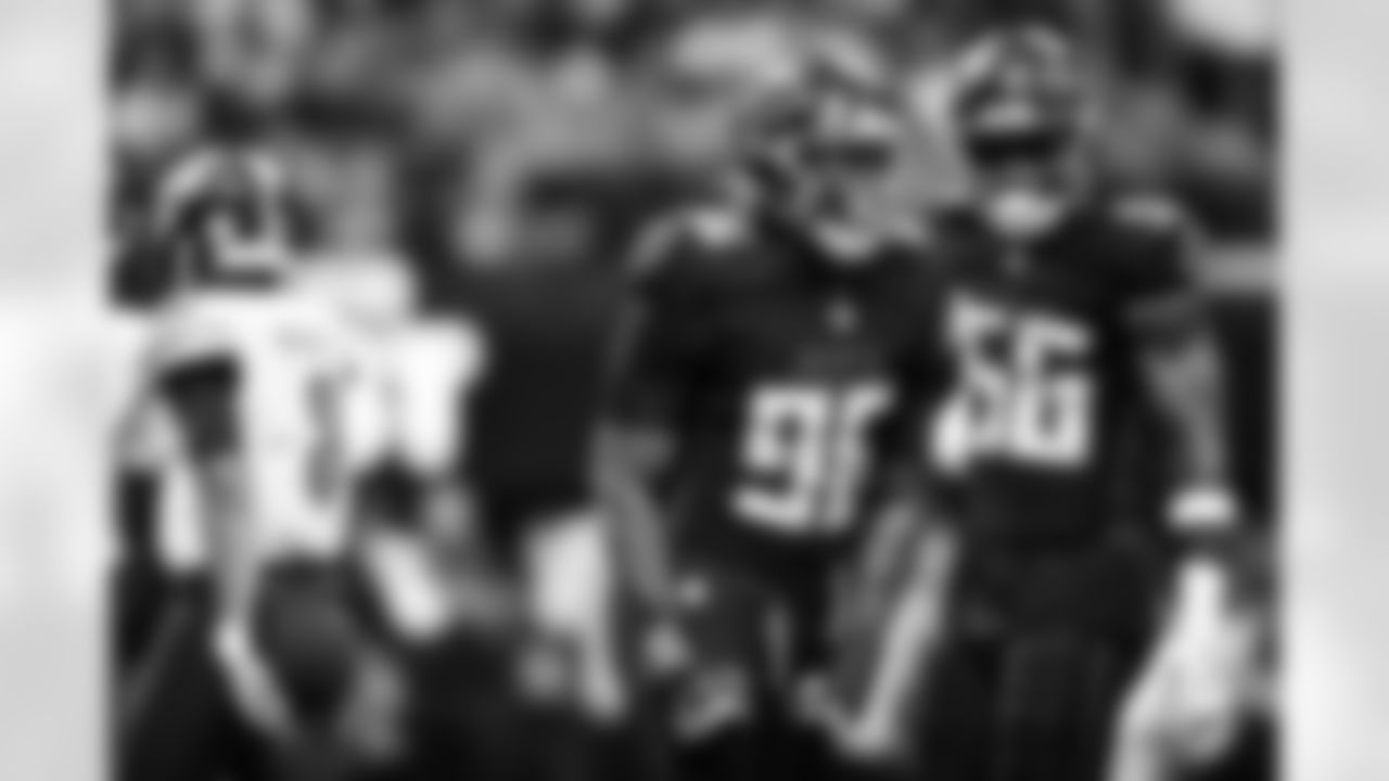 Atlanta Falcons defensive lineman Zach Harrison #96 reacts after a sack during the Week 4 Game against the Washington Commanders at Mercedes-Benz Stadium in Atlanta, Georgia on Sunday, September 28, 2025. (Photo by AJ Reynolds/Atlanta Falcons)
