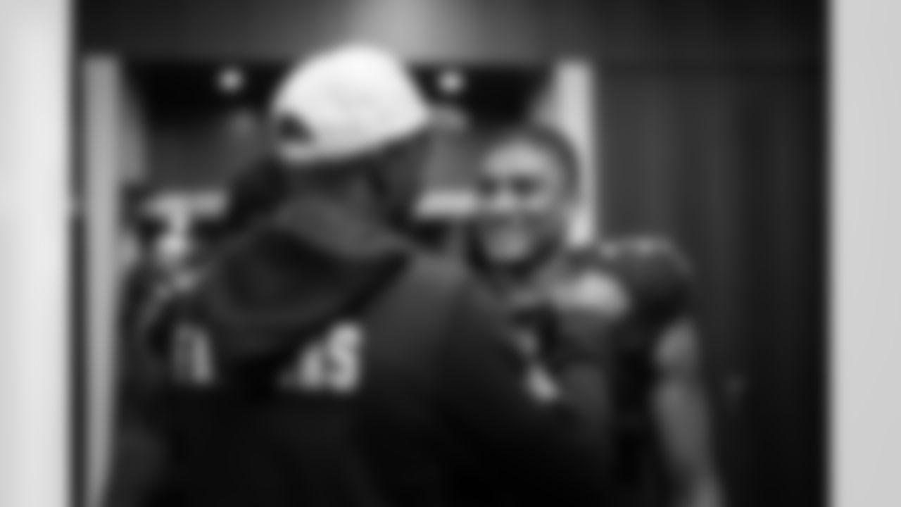 Atlanta Falcons safety Xavier Watts #31 in the locker room after the Week 17 Game against the Los Angeles Rams at Mercedes-Benz Stadium in Atlanta, Georgia on Monday, December 29, 2025. (Photo by Jay Bendlin/Atlanta Falcons)