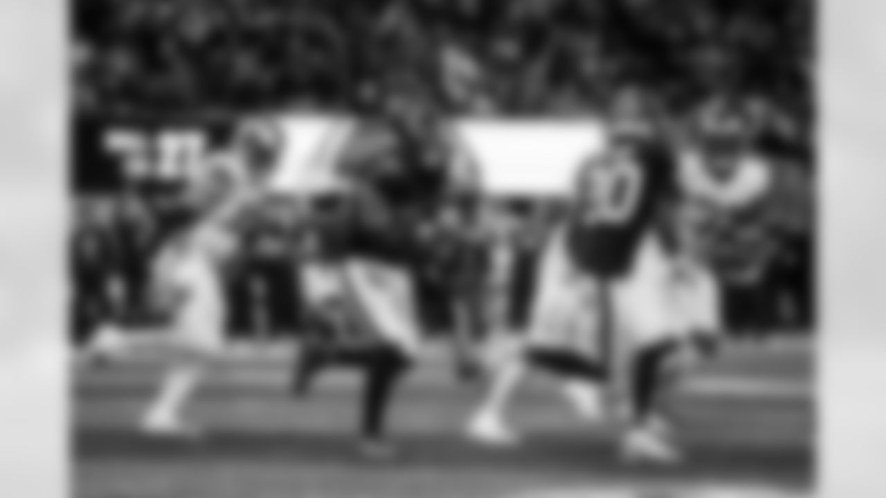 Atlanta Falcons safety Xavier Watts #31 makes an interception during the Week 17 Game against the Los Angeles Rams at Mercedes-Benz Stadium in Atlanta, Georgia on Monday, December 29, 2025. (Photo by AJ Reynolds/Atlanta Falcons)