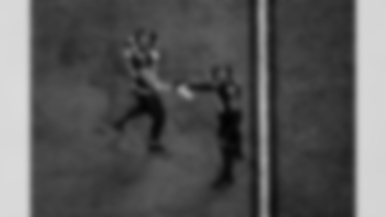 Atlanta Falcons safety Xavier Watts #31 and Atlanta Falcons tight end Feleipe Franks #84  react during the Week 14 Game against the Seattle Seahawks at Mercedes-Benz Stadium in Atlanta, Georgia on Sunday, December 7, 2025. (Photo by Jay Bendlin/Atlanta Falcons)