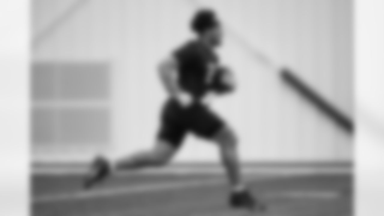Atlanta Falcons running back Tyler Allgeier #25 during a workout during the offseason program at Atlanta Falcons Training Facility in Flowery Branch, Georgia, on Monday, May 12, 2025. (Photo by Jay Bendlin/Atlanta Falcons)