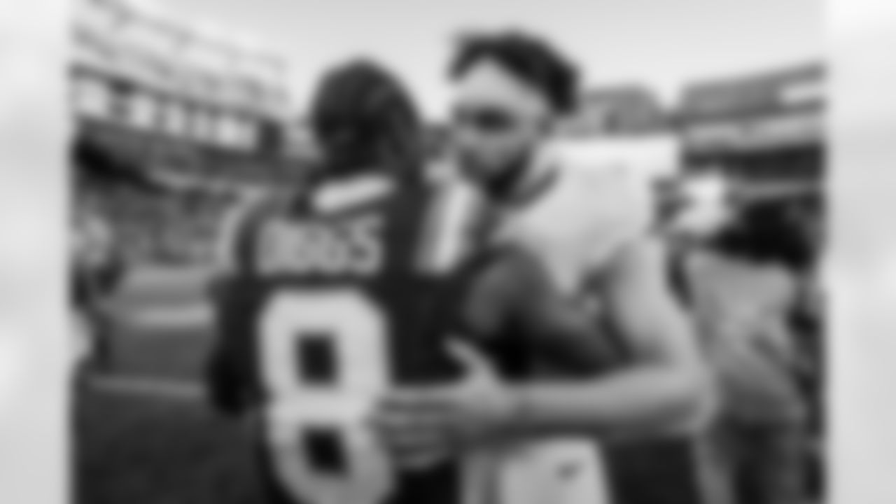 Atlanta Falcons wide receiver Drake London #5 after the Week 9 Game against the New England Patriots at Gillette Stadium in Foxborough, Massachusetts on Sunday, November 2, 2025. (Photo by Jay Bendlin/Atlanta Falcons)