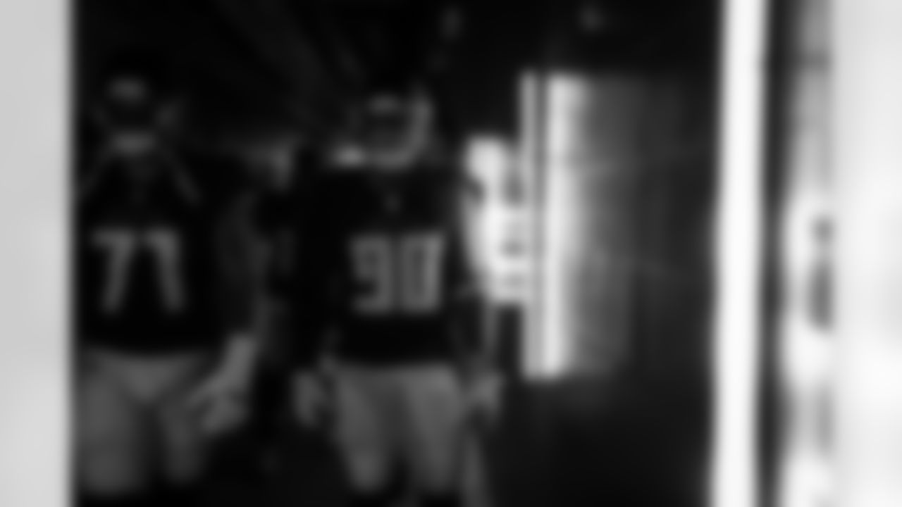 Atlanta Falcons defensive lineman David Onyemata #90 in the tunnel before the Week 11 Game against the Carolina Panthers at Mercedes-Benz Stadium in Atlanta, Georgia on Sunday, November 16, 2025. (Photo by Jay Bendlin/Atlanta Falcons)