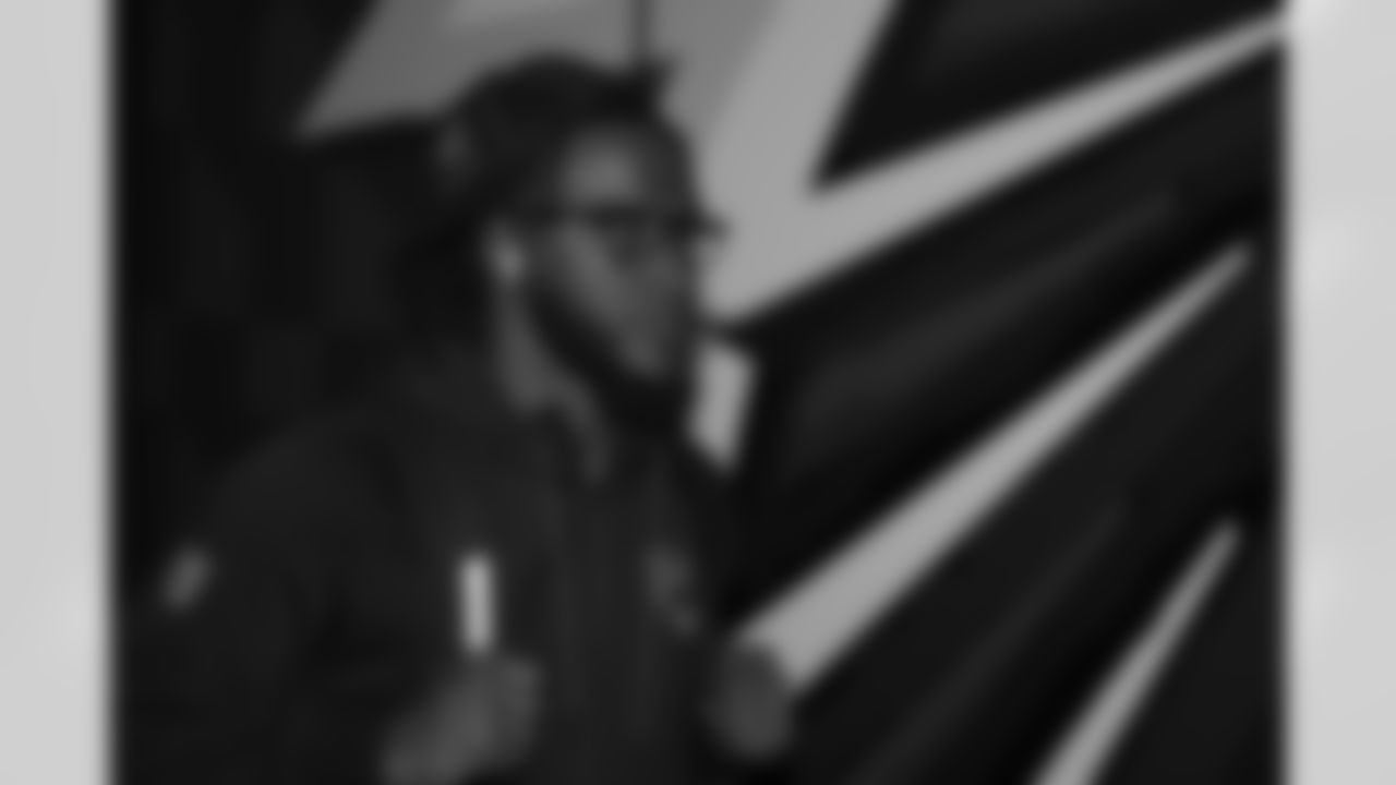 Atlanta Falcons defensive back DeMarcco Hellams #23 arrives prior to the Week 10 Game against the Indianapolis Colts at Olympic Stadium in Berlin, Germany on Sunday, November 9, 2025. (Photo by Taylor McLaughlin/Atlanta Falcons)