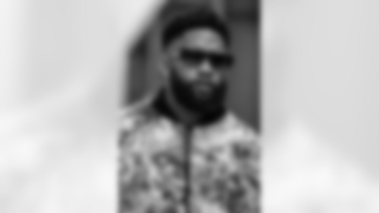 Atlanta Falcons wide receiver KhaDarel Hodge #4 arrives before the Week 14 Game against the Seattle Seahawks at Mercedes-Benz Stadium in Atlanta, Georgia on Sunday, December 7, 2025. (Photo by Taylor McLaughlin/Atlanta Falcons)