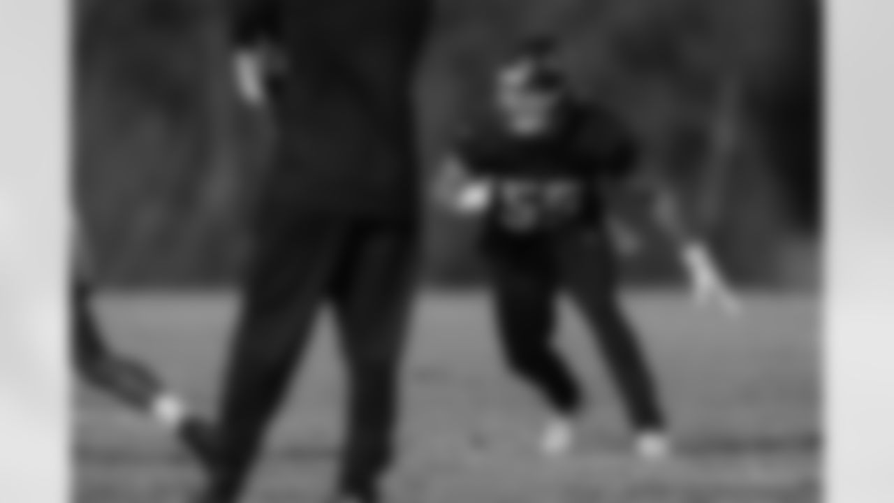 Atlanta Falcons inside linebacker Kaden Elliss #55 during the Practice at Atlanta Falcons Training Facility in Flowery Branch, Georgia on Wednesday, November 19, 2025. (Photo by Jay Bendlin/Atlanta Falcons)