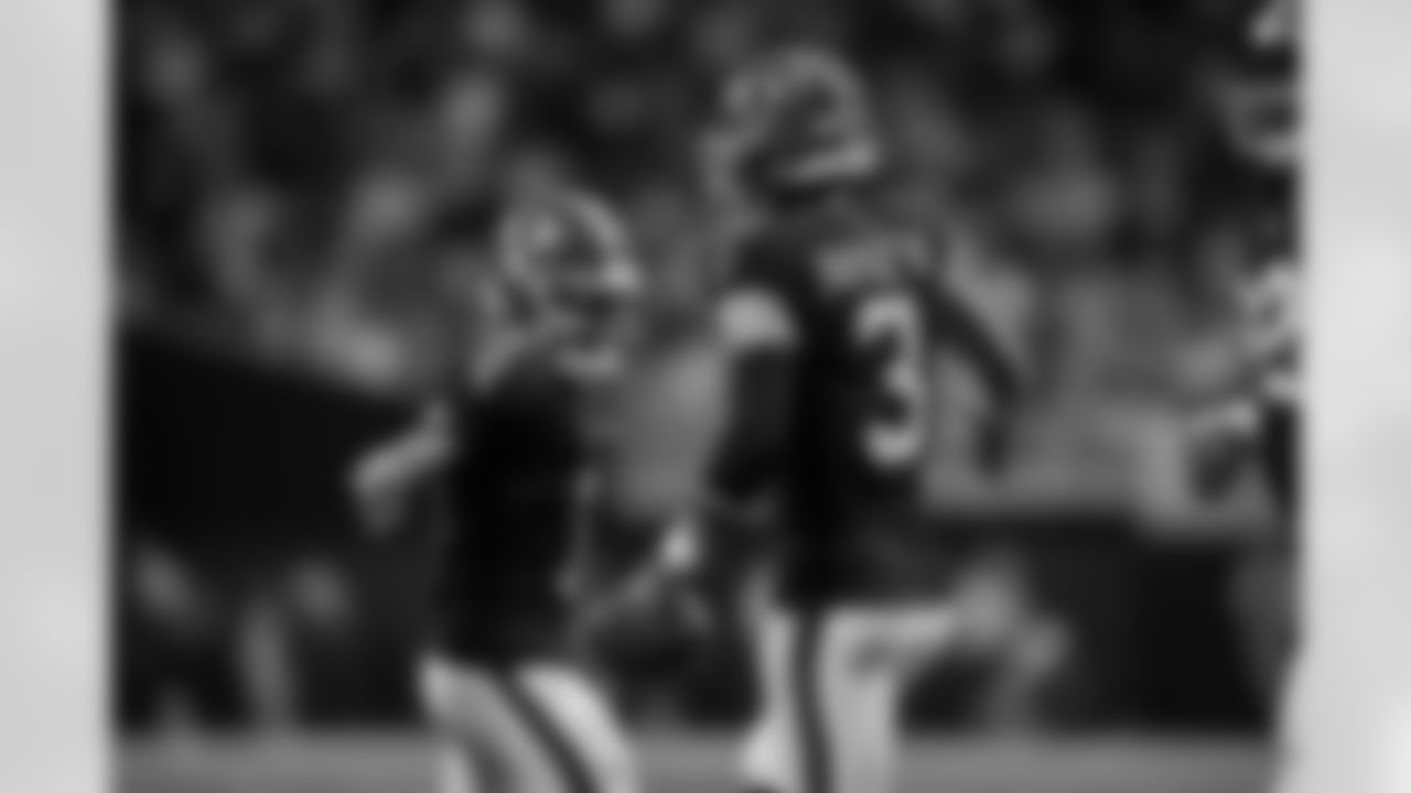 Atlanta Falcons safety Jessie Bates III #3 reacts after getting an interception for a touchdown during the Week 17 Game against the Los Angeles Rams at Mercedes-Benz Stadium in Atlanta, Georgia on Monday, December 29, 2025. (Photo by Taylor McLaughlin/Atlanta Falcons)