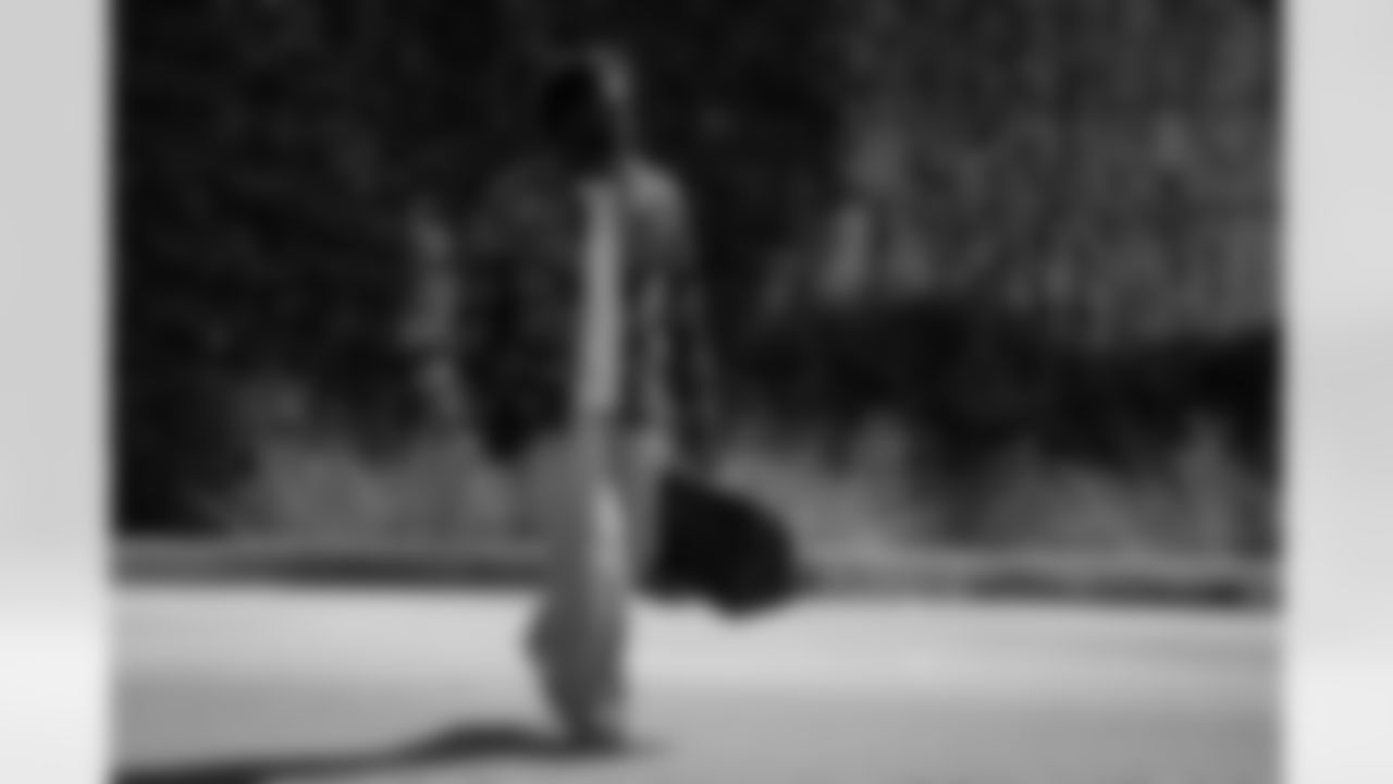 Atlanta Falcons edge rusher Jalon Walker #11 arrives before the Week 6 Game against the Buffalo Bills at Mercedes-Benz Stadium in Atlanta, Georgia on Monday, October 13, 2025. (Photo by Jay Bendlin/Atlanta Falcons)