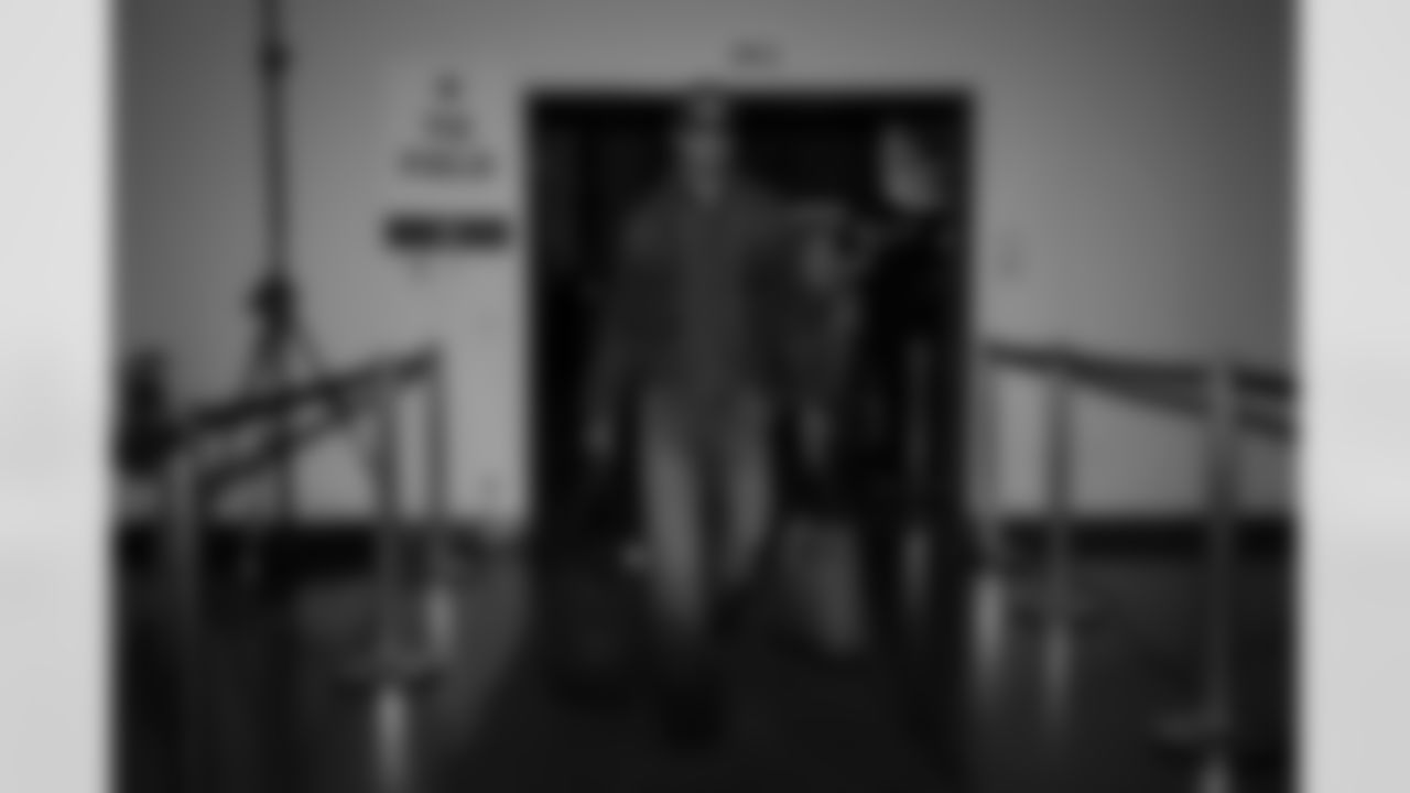 Atlanta Falcons cornerback Mike Hughes #21 arrives before the Week 10 Game against the Indianapolis Colts at Olympic Stadium in Berlin, Germany on Sunday, November 9, 2025. (Photo by Brandon Magnus/Atlanta Falcons)