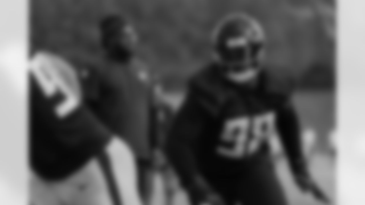 Atlanta Falcons defensive lineman Ruke Orhorhoro #98 during practice at Atlanta Falcons Training Facility in Flowery Branch, Georgia, on Wednesday, November 19, 2025. (Photo by Jay Bendlin/Atlanta Falcons)