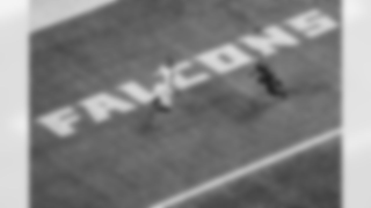 Atlanta Falcons cornerback A.J. Terrell Jr. #24 blocks in the end zone during the Week 14 Game against the Seattle Seahawks at Mercedes-Benz Stadium in Atlanta, Georgia on Sunday, December 7, 2025. (Photo by Jay Bendlin/Atlanta Falcons)