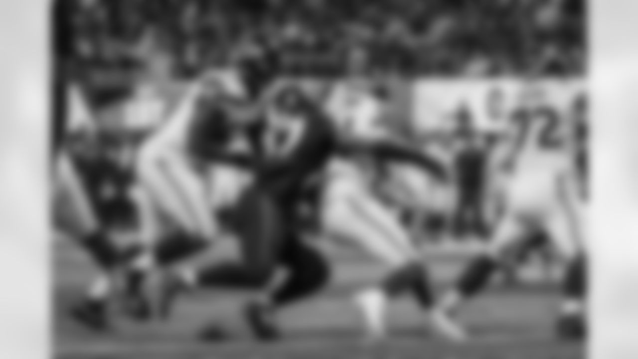 Atlanta Falcons edge rusher James Pearce Jr. #27 makes a sack during the Week 14 Game against the Seattle Seahawks at Mercedes-Benz Stadium in Atlanta, Georgia on Sunday, December 7, 2025. (Photo by Mitch Martin/Atlanta Falcons)