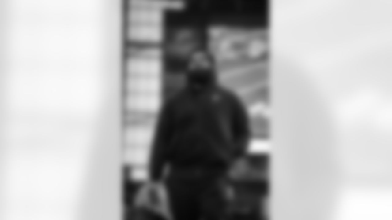 Atlanta Falcons defensive lineman LaCale London #94 arrives before the Week 16 Game against the Arizona Cardinals at State Farm Stadium in Glendale, Arizona on Sunday, December 21, 2025. (Photo by Taylor McLaughlin/Atlanta Falcons)