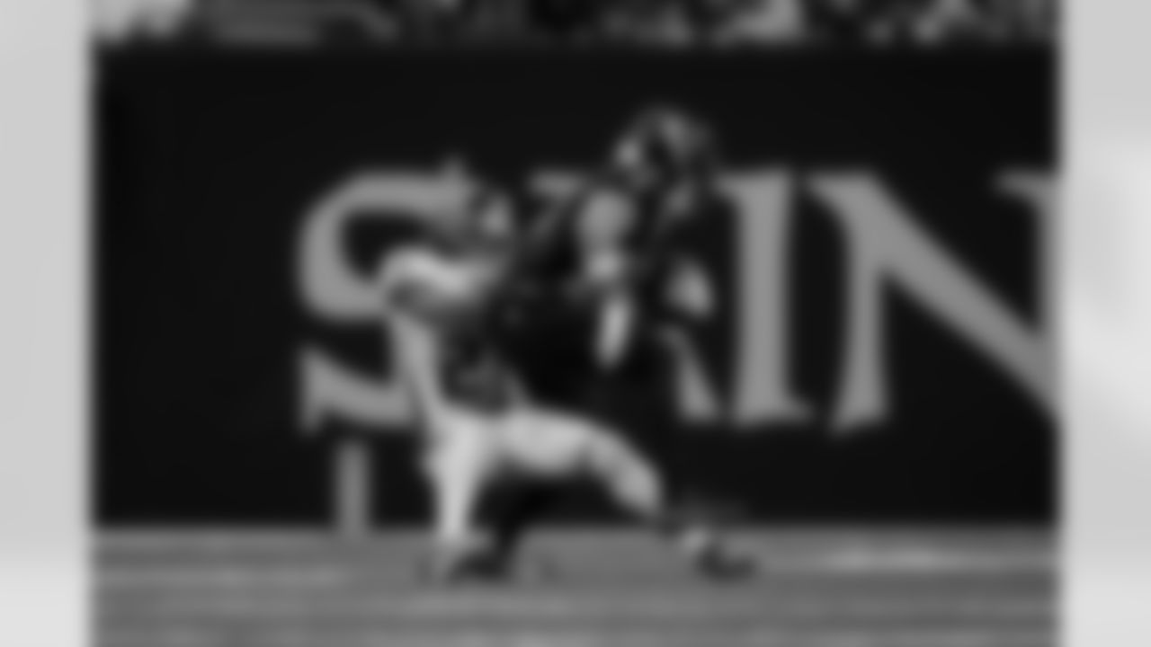 Atlanta Falcons cornerback Mike Hughes #21 makes a tackle during the Week 12 Game against the New Orleans Saints at Caesars Superdome in New Orleans, Louisiana on Sunday, November 23, 2025. (Photo by Taylor McLaughlin/Atlanta Falcons)