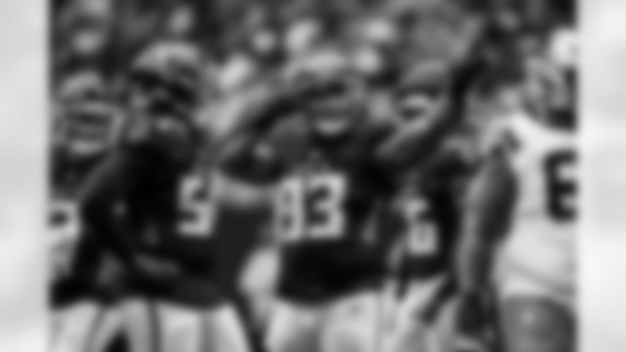 Atlanta Falcons defensive lineman Kentavius Street #93 reacts during the Week 11 Game against the Carolina Panthers at Mercedes-Benz Stadium in Atlanta, Georgia on Sunday, November 16, 2025. (Photo by Taylor McLaughlin/Atlanta Falcons)