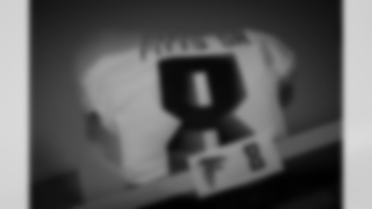 In the locker room prior to the Week 10 Game against the Indianapolis Colts at Olympic Stadium in Berlin, Germany on Sunday, November 9, 2025. (Photo by Taylor McLaughlin/Atlanta Falcons)