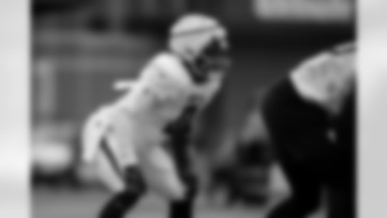 Atlanta Falcons outside linebacker Divine Deablo #0 during practice at Atlanta Falcons Training Facility in Flowery Branch, Georgia, on Thursday, December 4, 2025. (Photo by Taylor McLaughlin/Atlanta Falcons)