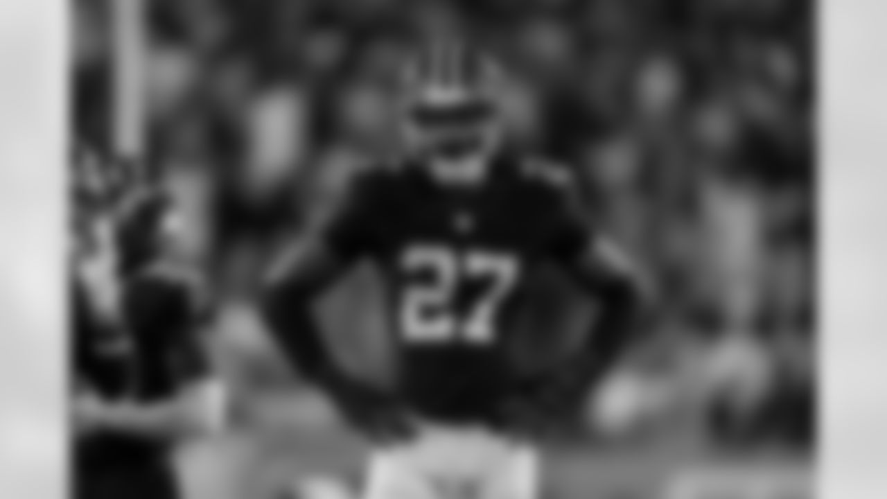 Atlanta Falcons edge rusher James Pearce Jr. #27 looks on during the Week 15 Game against the Tampa Bay Buccaneers at Raymond James Stadium in Tampa, Florida on Thursday, December 11, 2025. (Photo by Jay Bendlin/Atlanta Falcons)