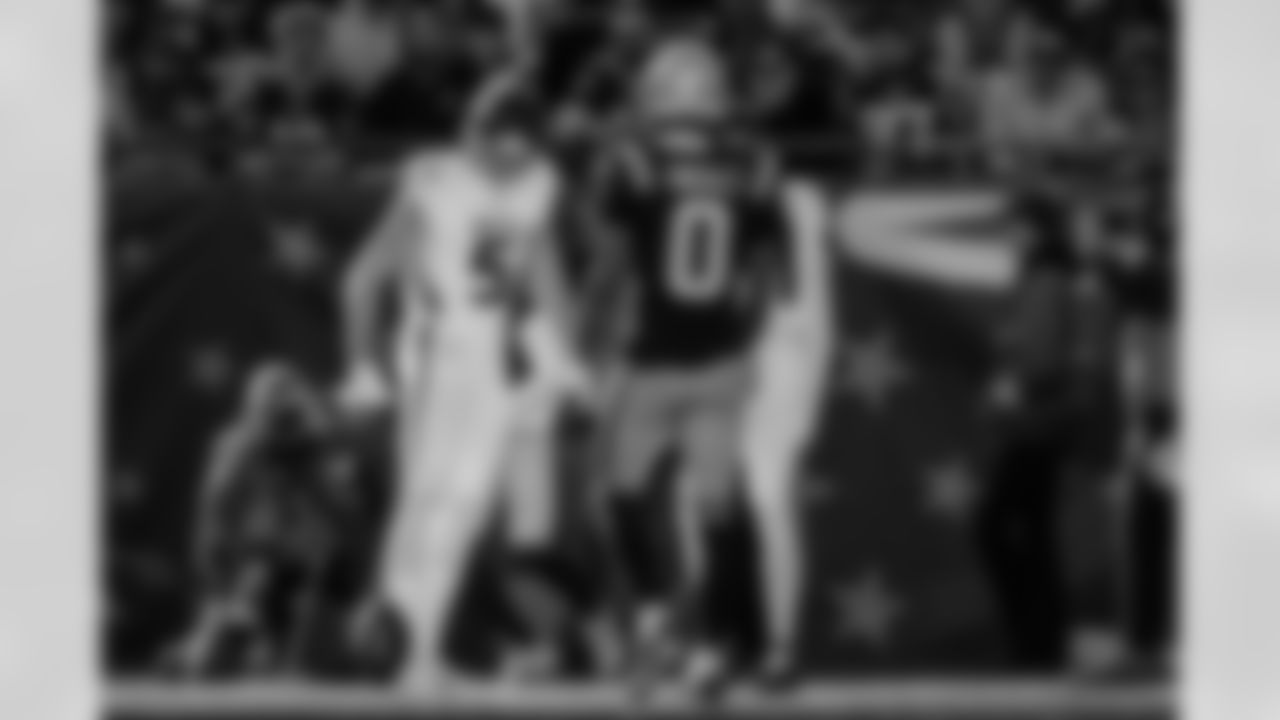 Atlanta Falcons wide receiver Drake London #5 celebrates after a touchdown during the first quarter of the Week 9 Game against the New England Patriots at Gillette Stadium in Foxborough, Massachusetts on Sunday, November 2, 2025. (Photo by Taylor McLaughlin/Atlanta Falcons)