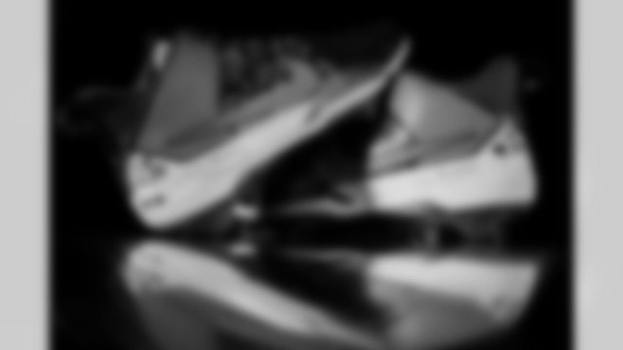 Photos of Atlanta Falcons offensive lineman Matthew Bergeron #65's cleats for My Cause My Cleats at the Atlanta Falcons Training Facility in Flowery Branch, Ga. on Wednesday, November 19, 2025. (Photo by Taylor McLaughlin/Atlanta Falcons)