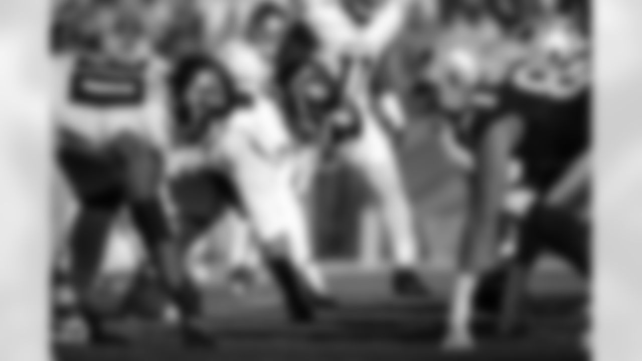 Atlanta Falcons defensive lineman LaCale London #94 prepares for the snap during the Week 9 Game against the New England Patriots at Gillette Stadium in Foxborough, Massachusetts on Sunday, November 2, 2025. (Photo by Jay Bendlin/Atlanta Falcons)