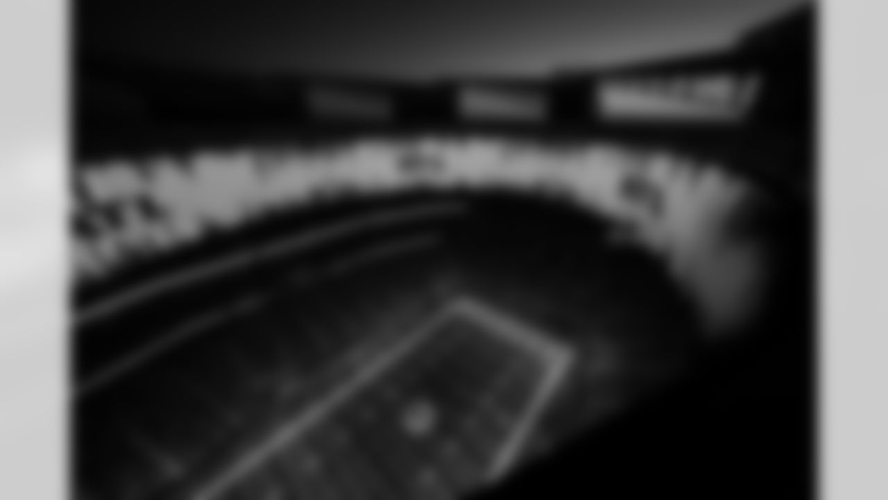 A general view from the roof during the Week 6 Game against the Buffalo Bills at Mercedes-Benz Stadium in Atlanta, Georgia on Monday, October 13, 2025. (Photo by Kevin Liles/Atlanta Falcons)