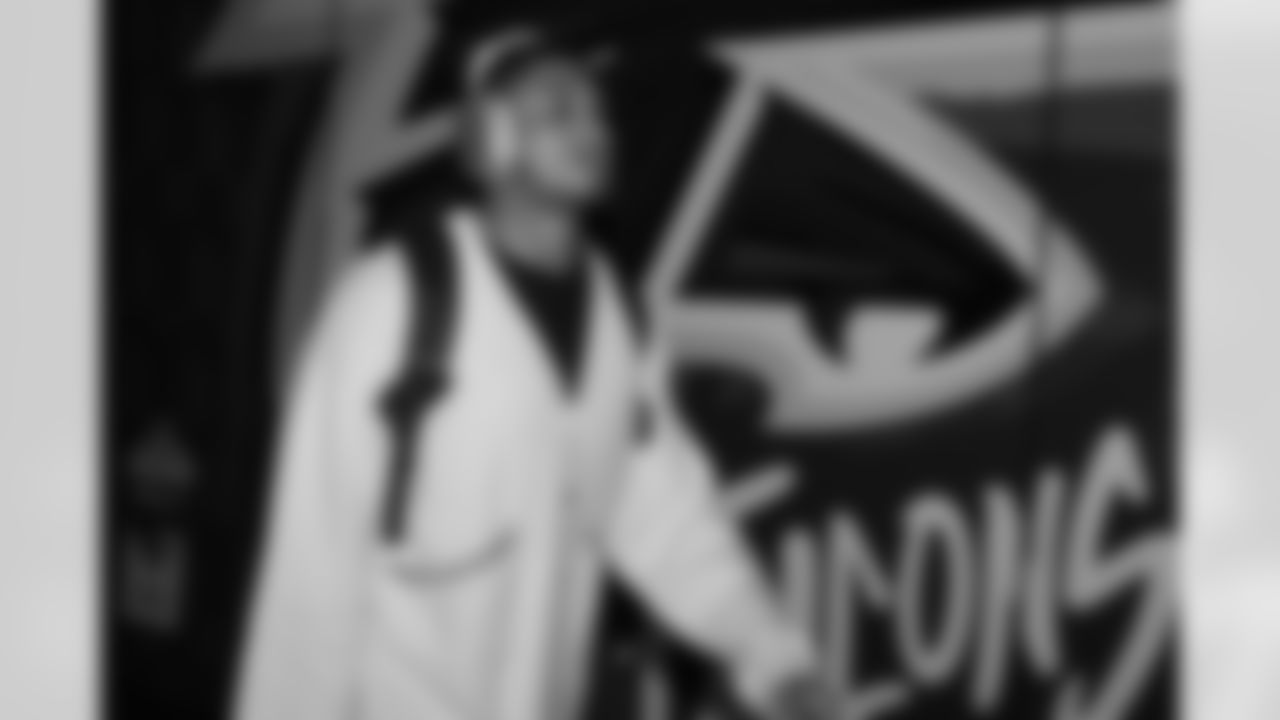 Atlanta Falcons safety Xavier Watts #31 arrives prior to the Week 10 Game against the Indianapolis Colts at Olympic Stadium in Berlin, Germany on Sunday, November 9, 2025. (Photo by Taylor McLaughlin/Atlanta Falcons)