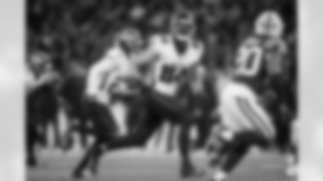 Atlanta Falcons tight end Feleipe Franks #84 during the Week 10 Game against the Indianapolis Colts at Olympic Stadium in Berlin, Germany on Sunday, November 9, 2025. (Photo by Jay Bendlin/Atlanta Falcons)