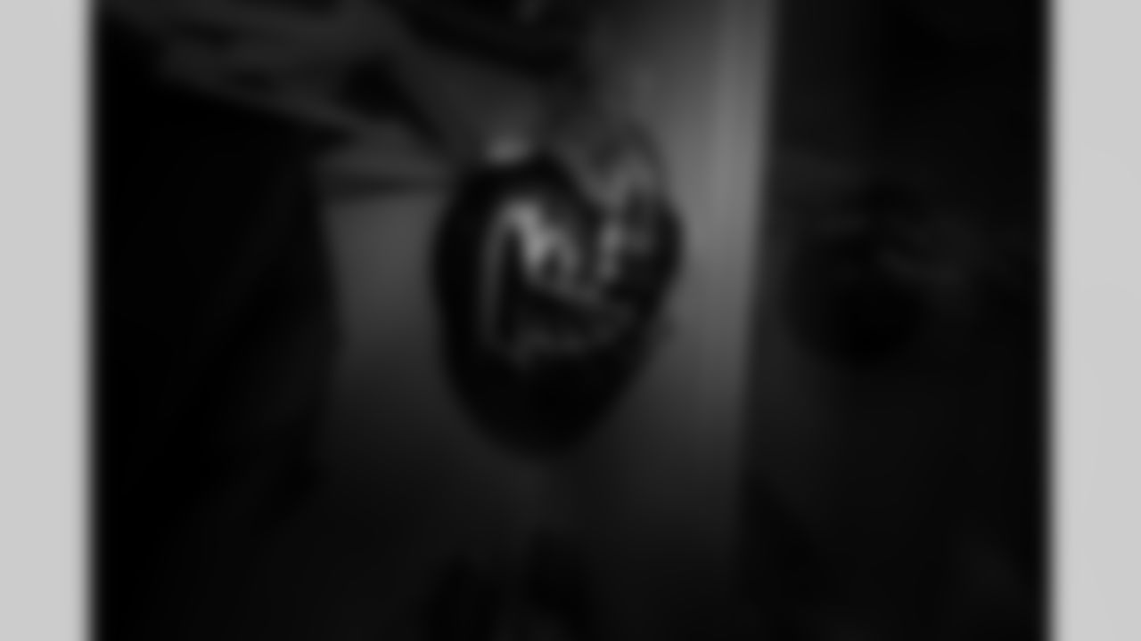 In the locker room prior to the Week 10 Game against the Indianapolis Colts at Olympic Stadium in Berlin, Germany on Sunday, November 9, 2025. (Photo by Taylor McLaughlin/Atlanta Falcons)