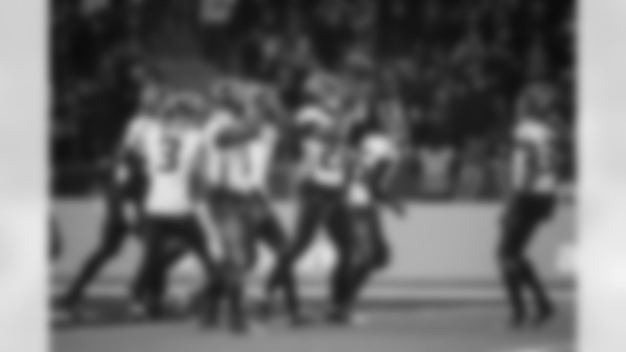 Atlanta Falcons edge rusher James Pearce Jr. #27 makes a sack and forces a fumble during the Week 10 Game against the Indianapolis Colts at Olympic Stadium in Berlin, Germany on Sunday, November 9, 2025. (Photo by Jay Bendlin/Atlanta Falcons)