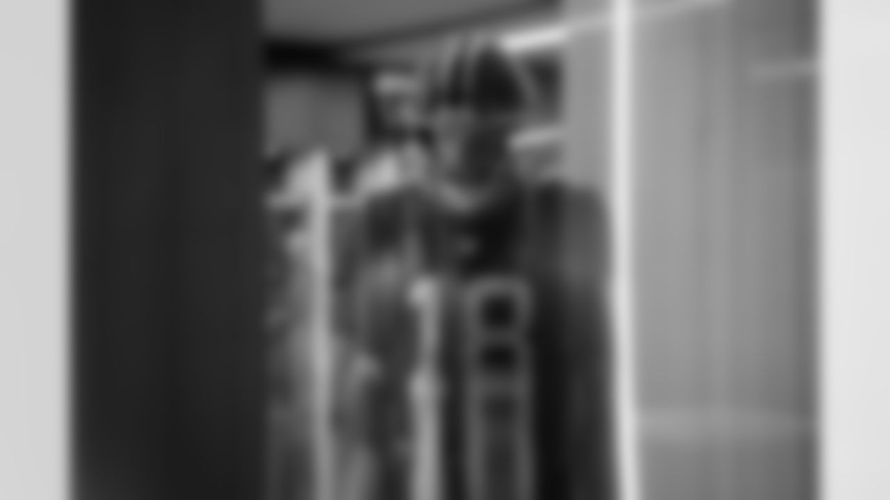 Atlanta Falcons quarterback Kirk Cousins #18 prepares in the locker room before the Week 17 Game against the Los Angeles Rams at Mercedes-Benz Stadium in Atlanta, Georgia on Monday, December 29, 2025. (Photo by Jay Bendlin/Atlanta Falcons)