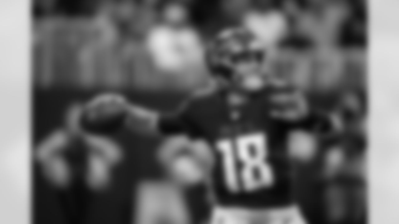 Atlanta Falcons quarterback Kirk Cousins #18 throws the ball during the Week 11 Game against the Carolina Panthers at Mercedes-Benz Stadium in Atlanta, Georgia on Sunday, November 16, 2025. (Photo by Kevin Liles/Atlanta Falcons)