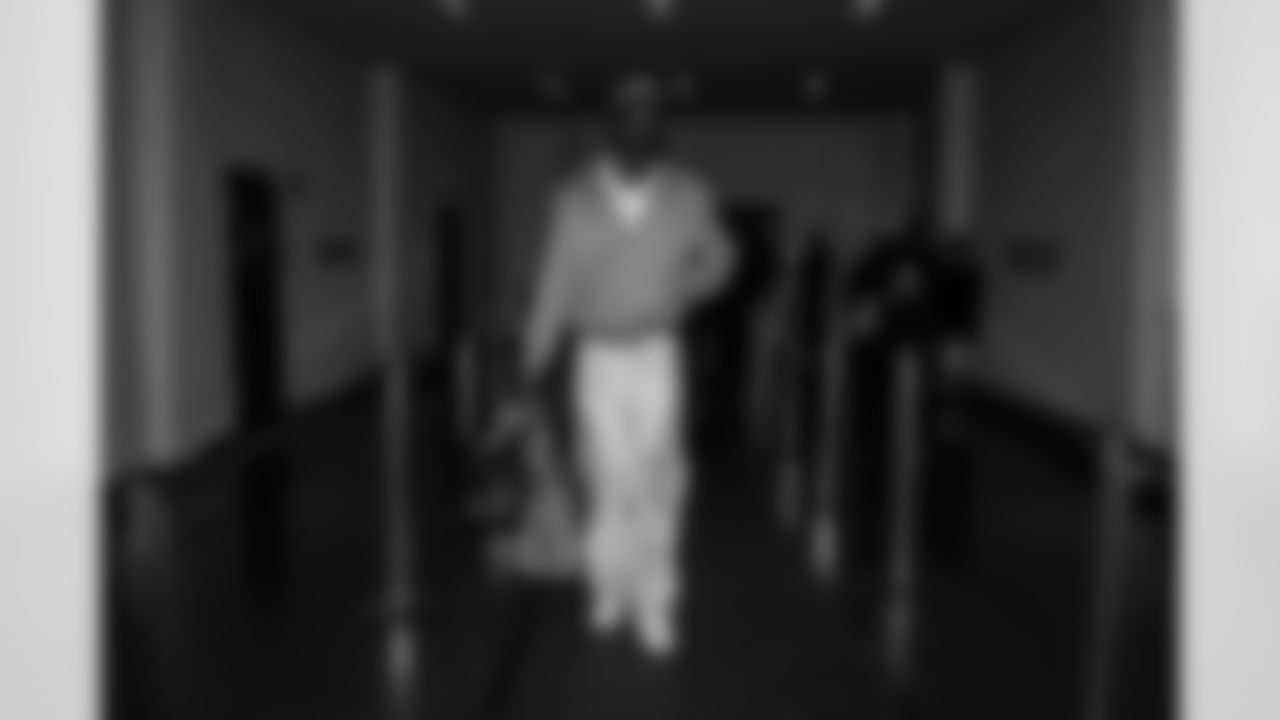 Atlanta Falcons edge rusher James Pearce Jr. #27 arrives before the Week 10 Game against the Indianapolis Colts at Olympic Stadium in Berlin, Germany on Sunday, November 9, 2025. (Photo by Brandon Magnus/Atlanta Falcons)