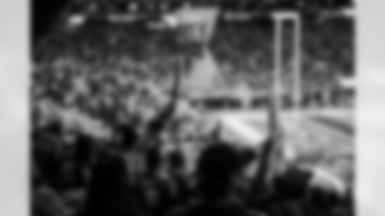 Atlanta Falcons fans wave flags during the Week 18 Game against the New Orleans Saints at Mercedes-Benz Stadium in Atlanta, Georgia on Sunday, January 4, 2026. (Photo by Steven Burroughs/Atlanta Falcons)