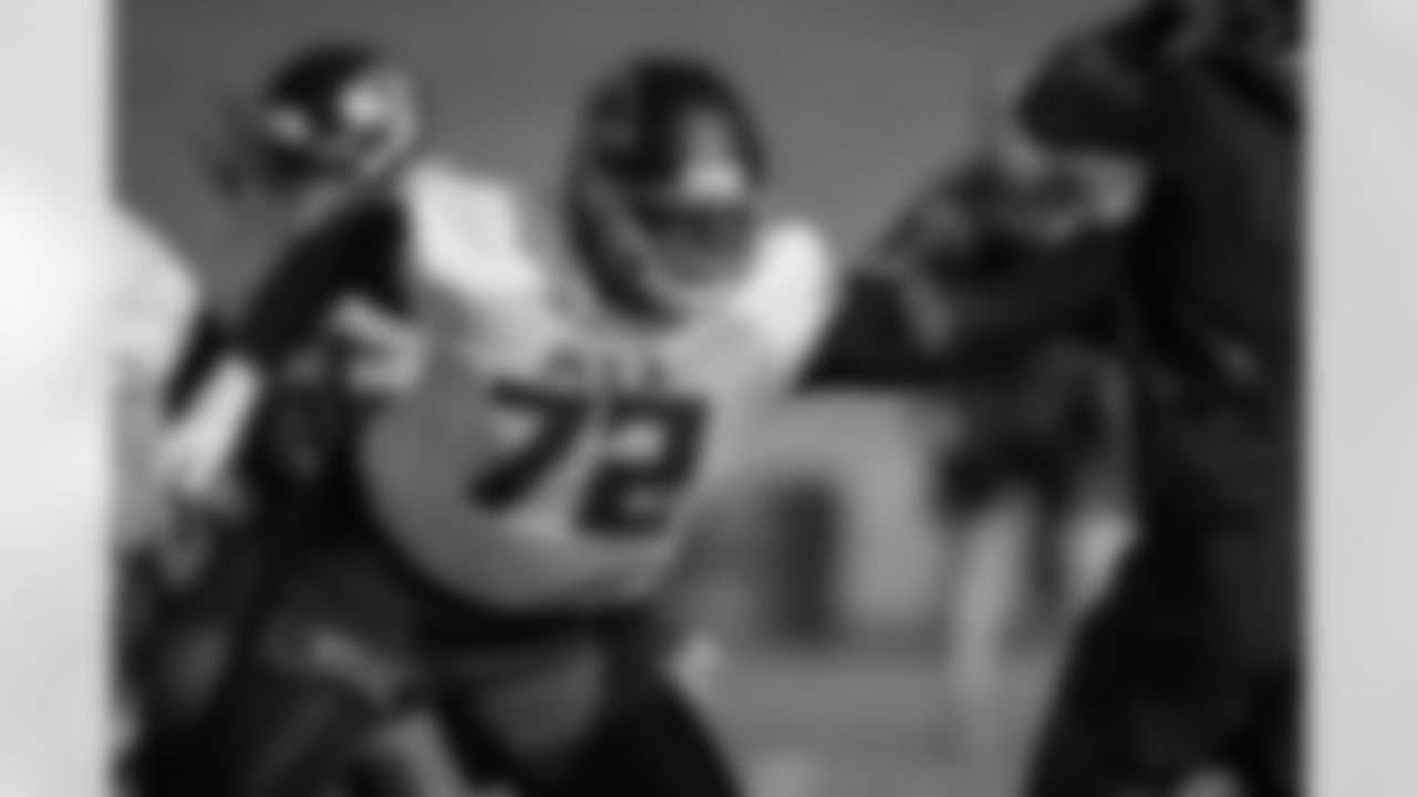 Atlanta Falcons offensive lineman Michael Jerrell #72 during practice at Atlanta Falcons Training Facility in Flowery Branch, Georgia, on Wednesday, November 26, 2025. (Photo by Taylor McLaughlin/Atlanta Falcons)