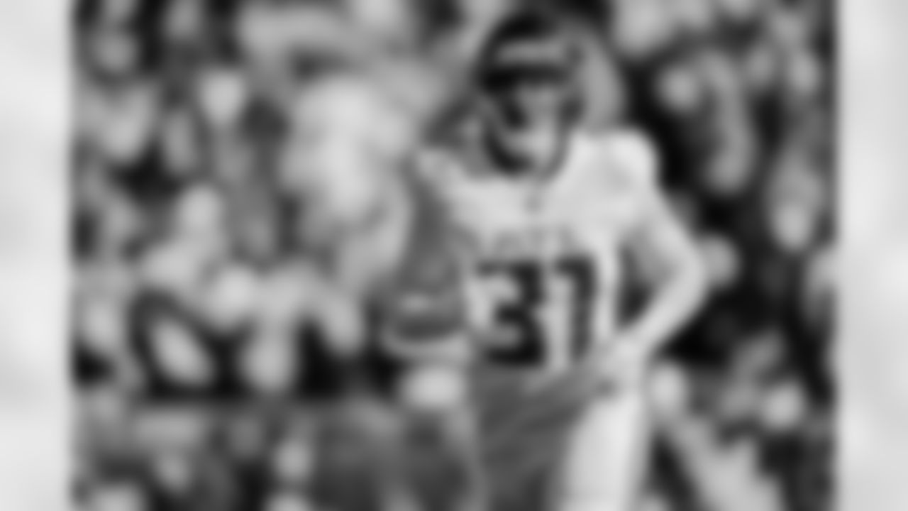 Atlanta Falcons safety Xavier Watts #31 on the field during the Week 9 Game against the New England Patriots at Gillette Stadium in Foxborough, Massachusetts on Sunday, November 2, 2025. (Photo by Jay Bendlin/Atlanta Falcons)