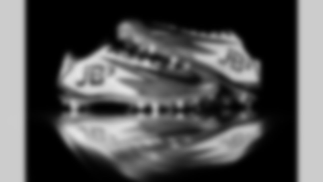 Photos of Atlanta Falcons safety Jessie Bates III #3's cleats for My Cause My Cleats at the Atlanta Falcons Training Facility in Flowery Branch, Ga. on Tuesday, November 18, 2025. (Photo by Taylor McLaughlin/Atlanta Falcons)