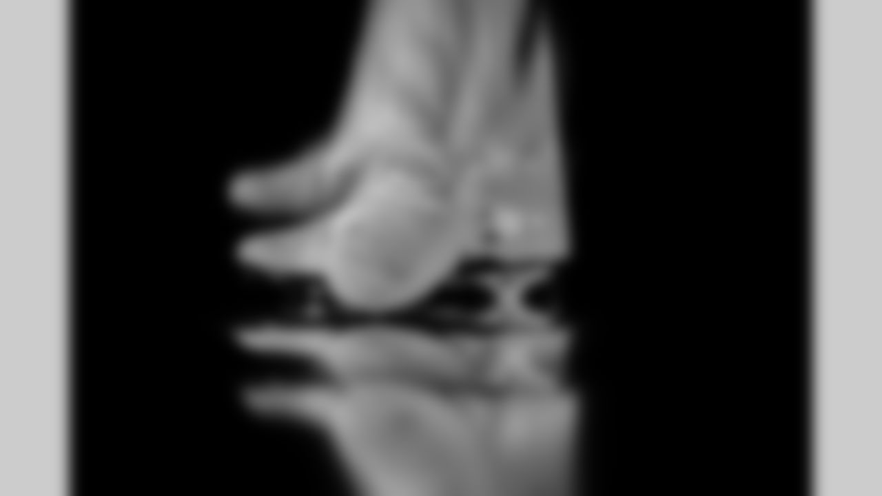 Photos of Atlanta Falcons tight end Charlie Woerner #89's cleats for My Cause My Cleats at the Atlanta Falcons Training Facility in Flowery Branch, Ga. on Wednesday, November 19, 2025. (Photo by Taylor McLaughlin/Atlanta Falcons)